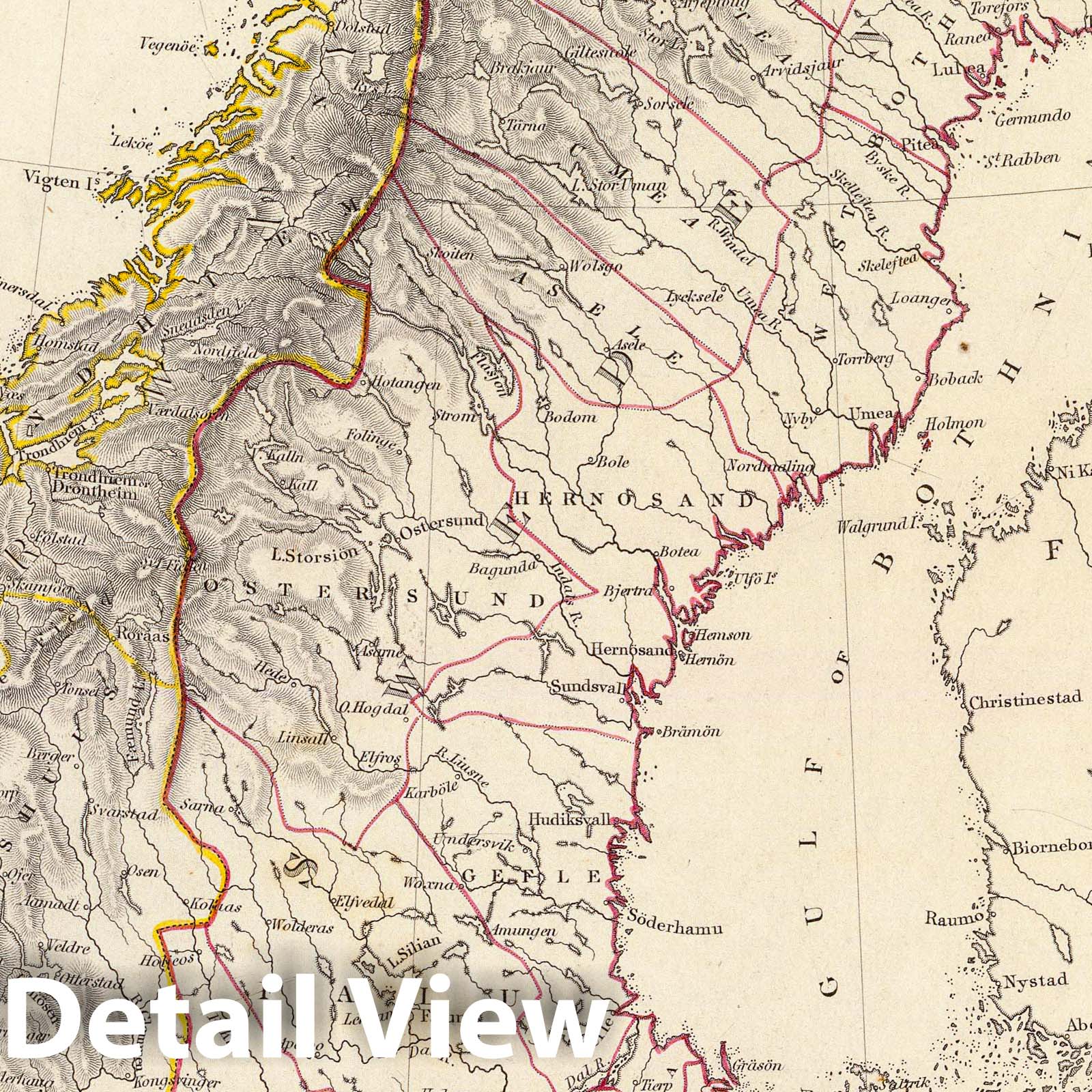 Sweden, Norway, and Denmark - Geologic Map, 1841 - Historical Map Print