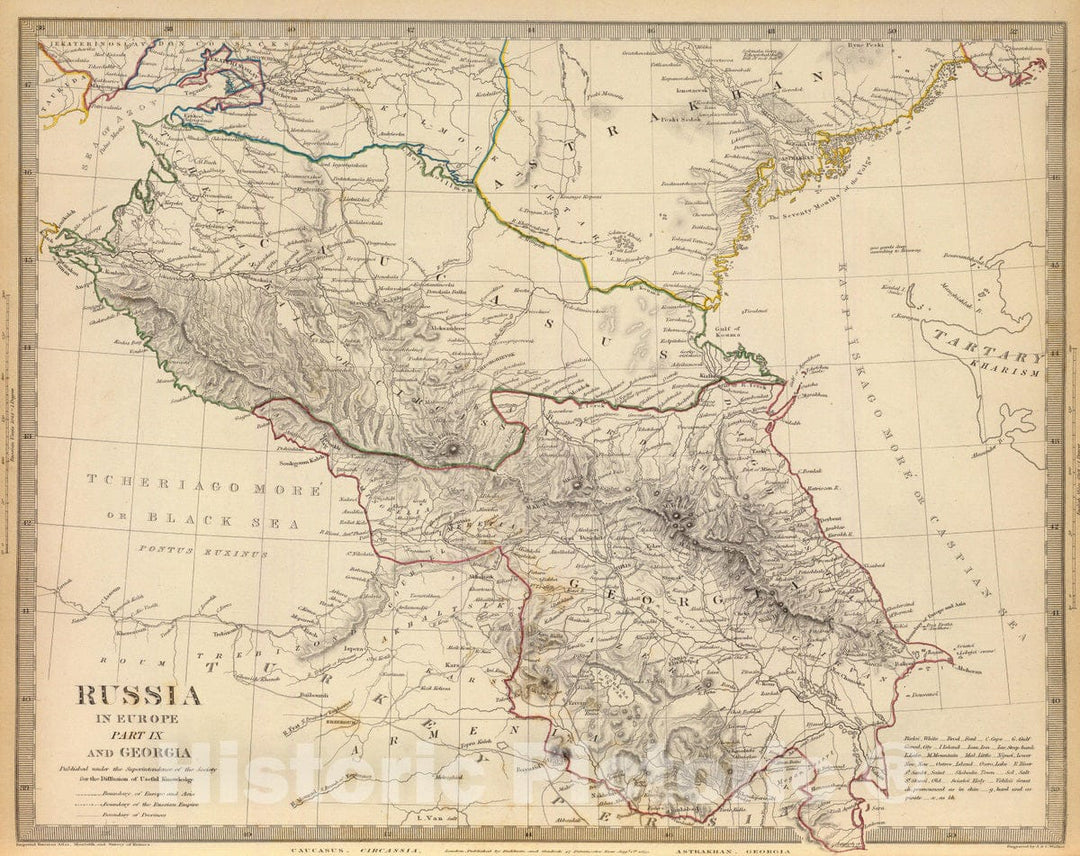 Historic Map : 1835 Russia in Europe Part IX and Georgia. - Vintage Wall Art