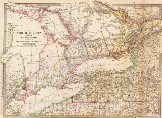 Historic Map : 1832 Upper Canada, N.Y, Penn, Mich. - Vintage Wall Art