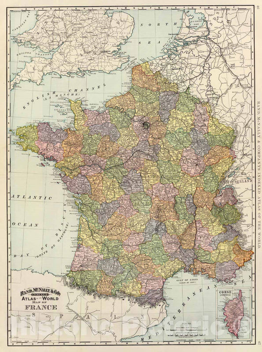Historic Map : 1897 France. - Vintage Wall Art