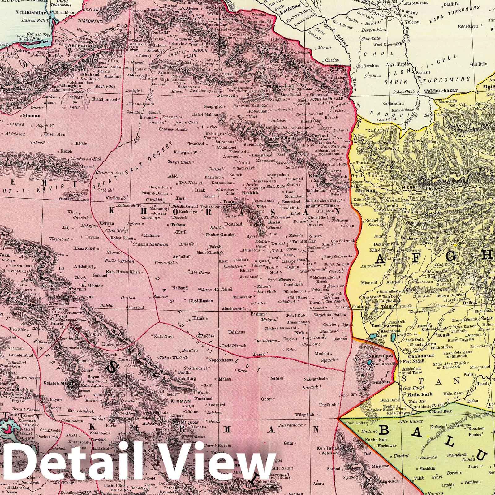 Afghanistan, Iran, Balochistan 1897 Historical Map Print