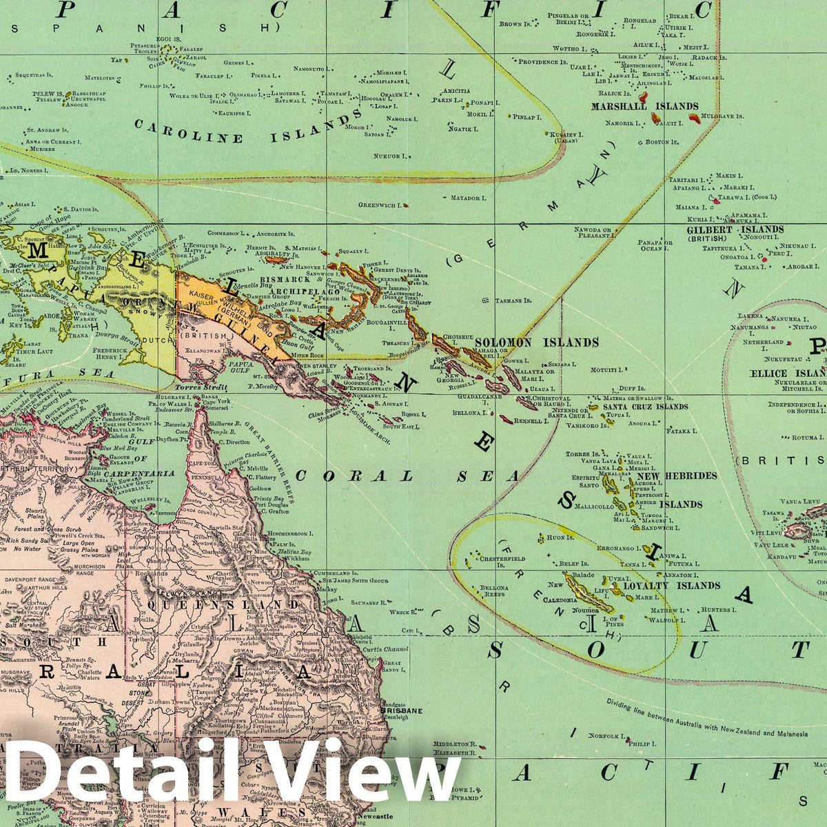 Oceania, Malaysia, New Caledonia, Loyalty Islands, and Hawaii, 1897 - Rand McNally Atlas Map