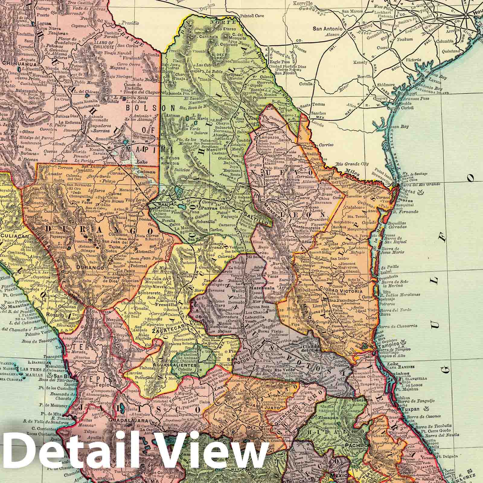 Historic Map : 1897 Mexico : Vintage Wall Art