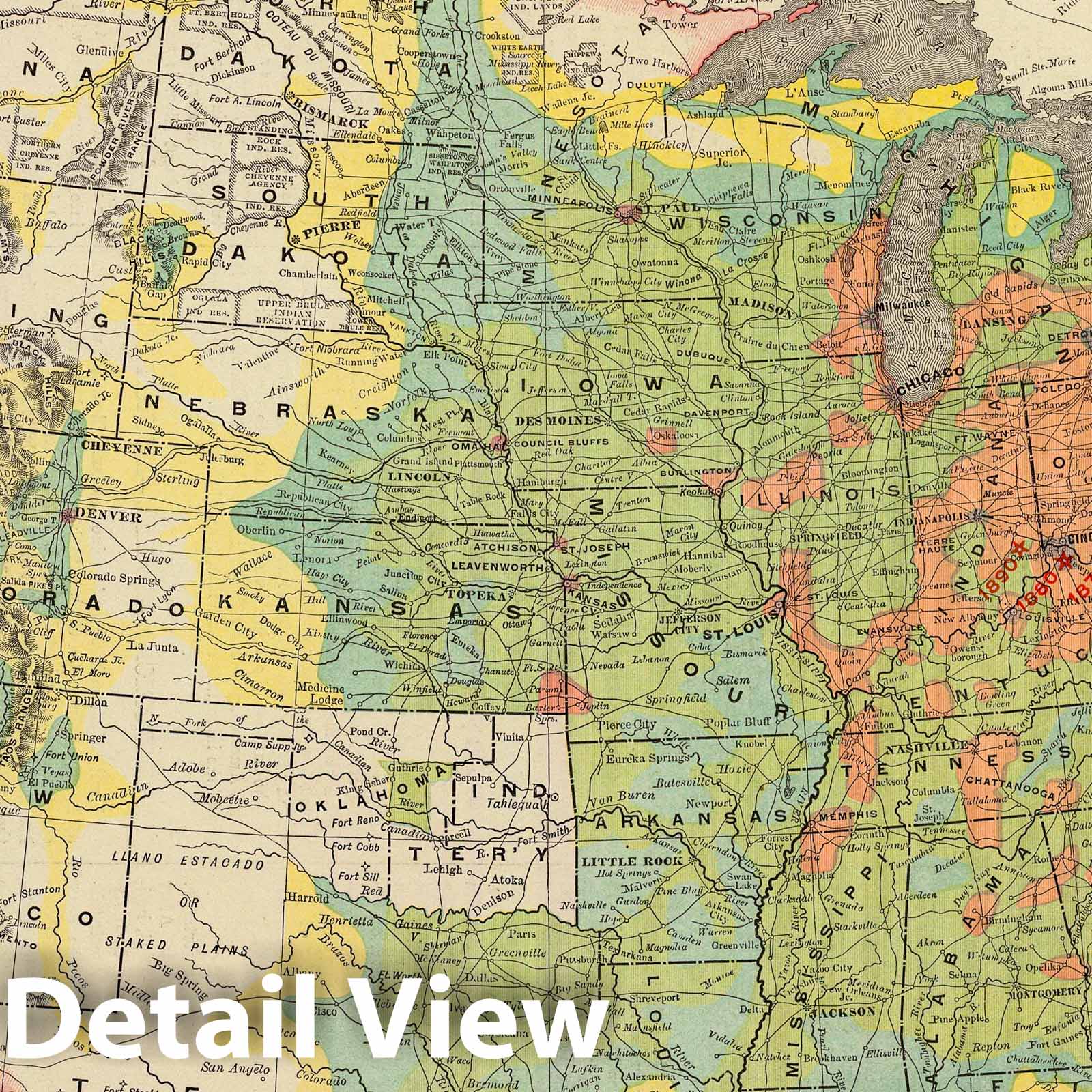 United States Population Density 1897 - Historical Map Print