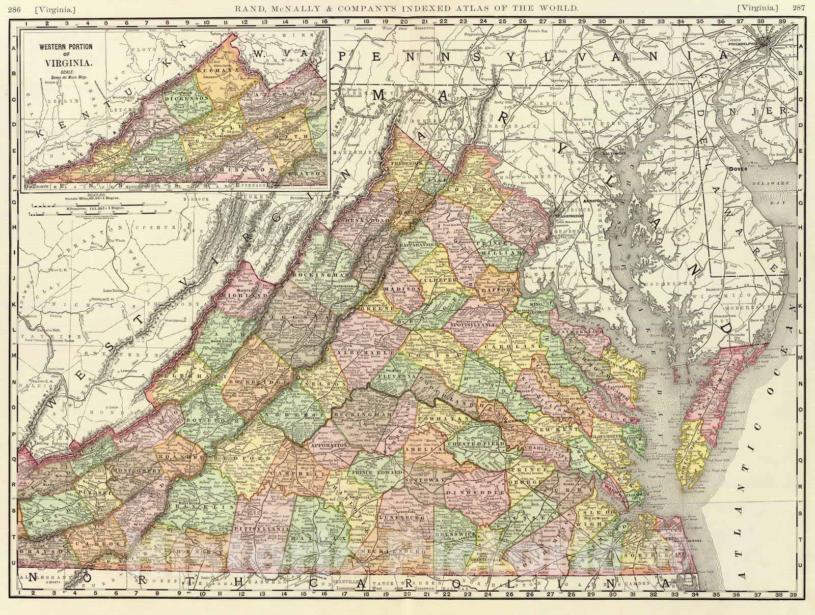 Historic Map : 1897 Virginia. - Vintage Wall Art