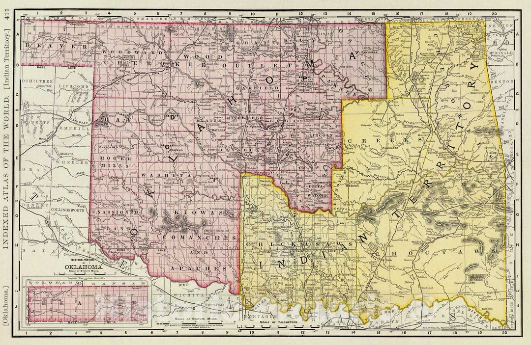 Historic Map : 1897 Indian Territory, Oklahoma. - Vintage Wall Art