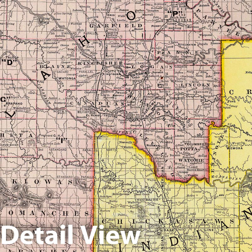 Historic Map : 1897 Indian Territory, Oklahoma. - Vintage Wall Art