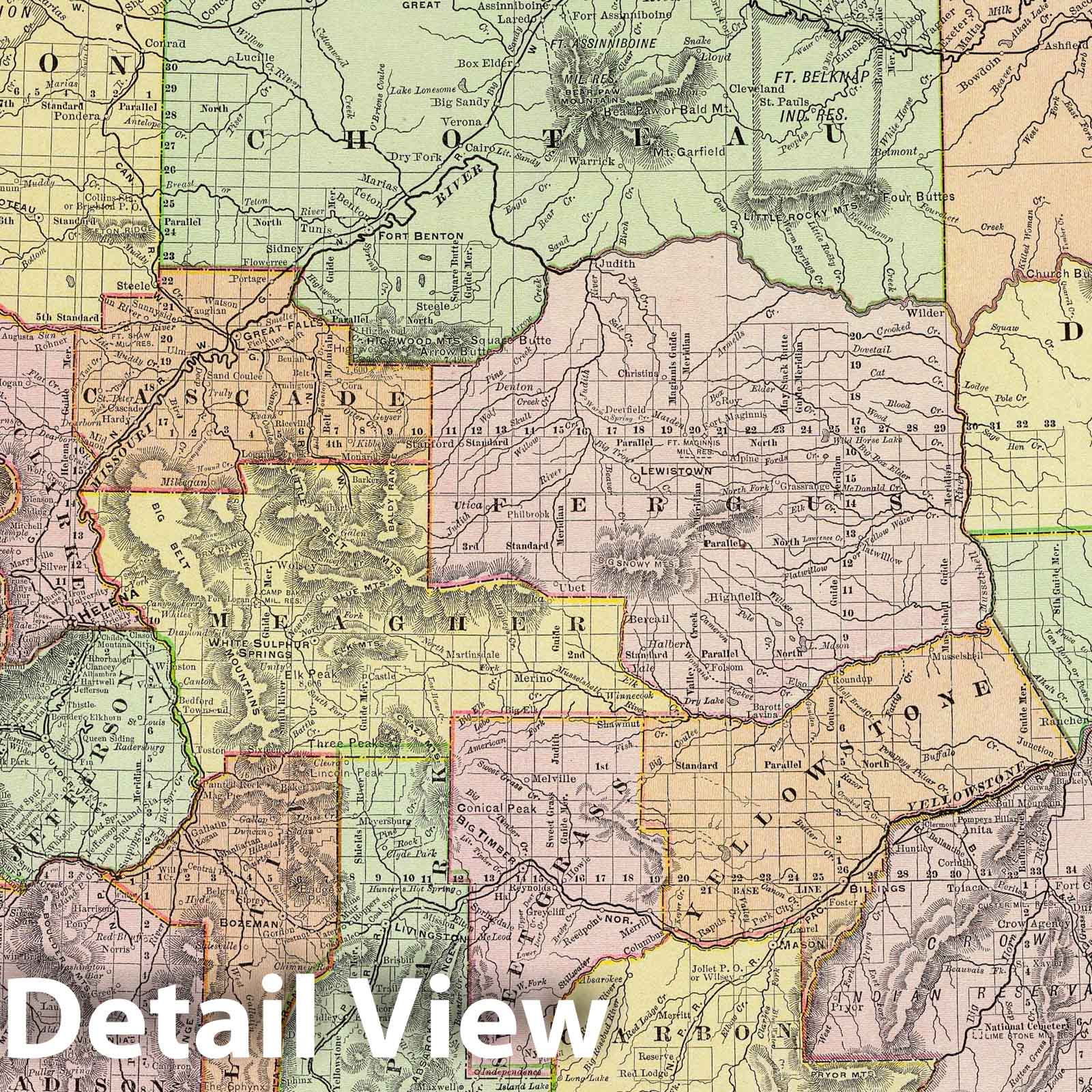 Montana, 1897 - Historical Map Print from Rand McNally Atlas