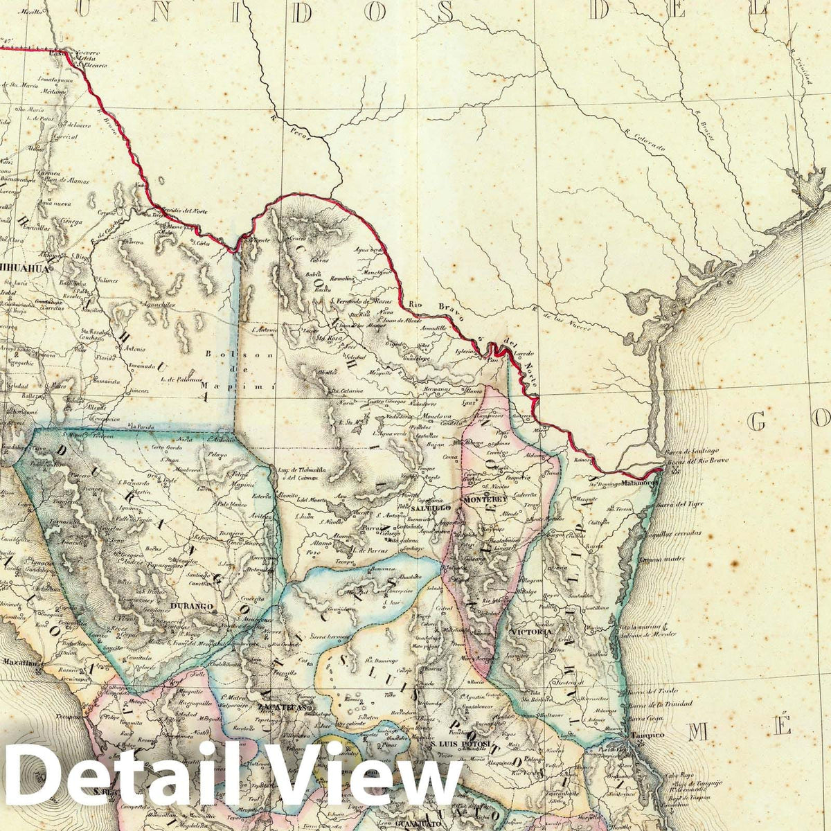 Mexico - River Map, 1858 - Historical Map Print