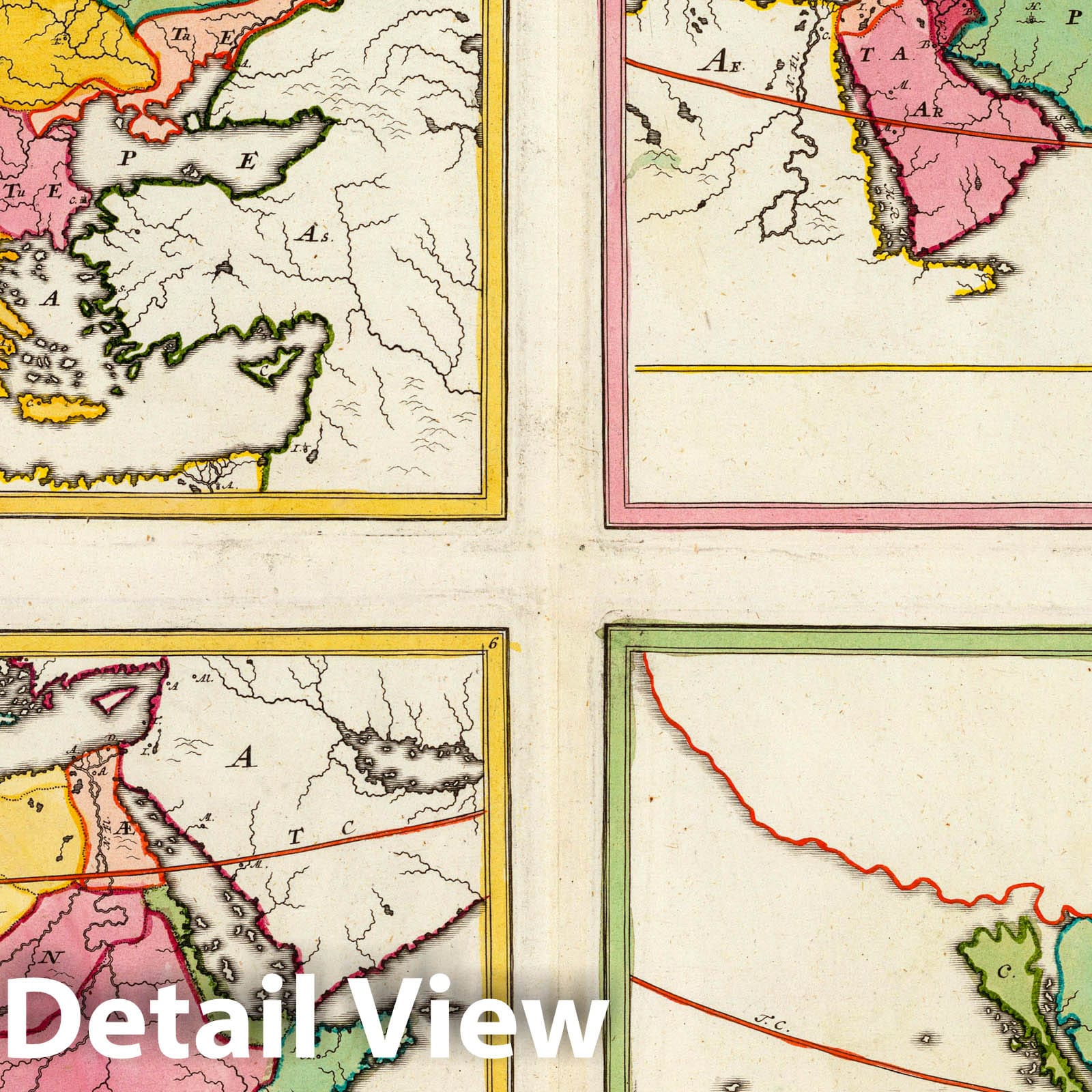 Europe, Asia, Africa, America - Celestial Map, 1719 - Homann School Atlas Print