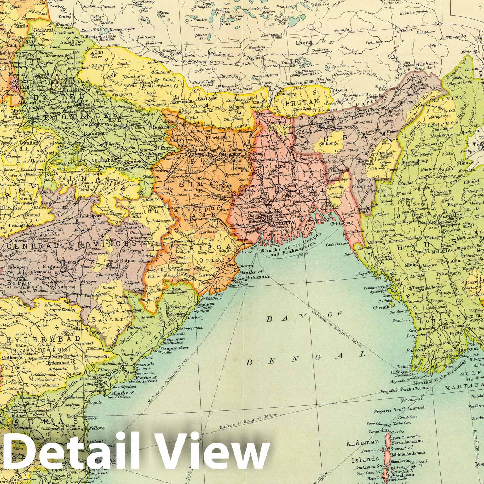 India and Southeast Asia - Survey Map, 1922 - Historical Map Print