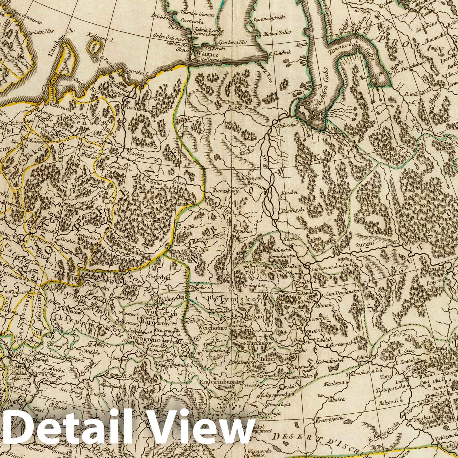 Western Russian Empire, Kazakhstan - Postal Map, 1750