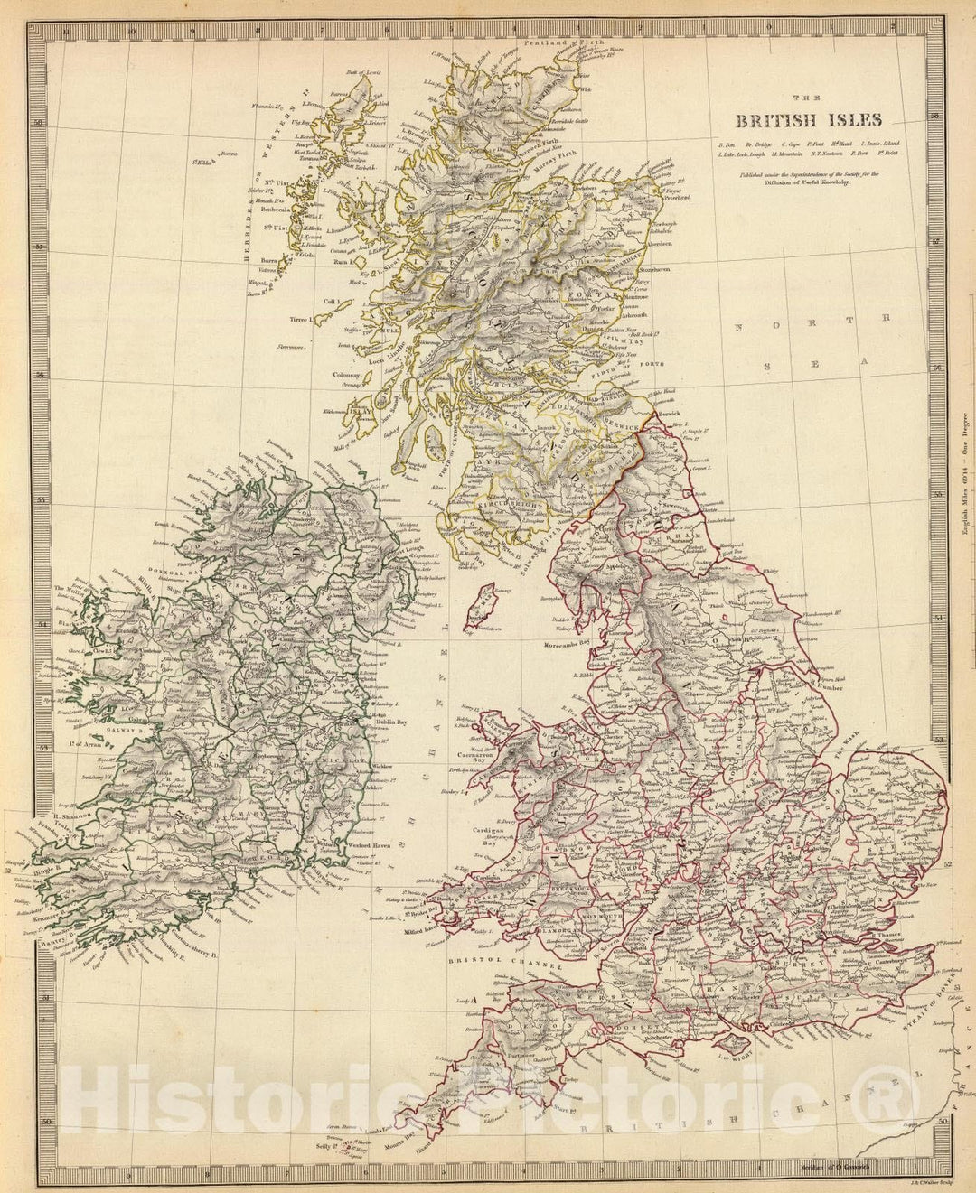 Historic Map : 1842 The British Isles : Vintage Wall Art