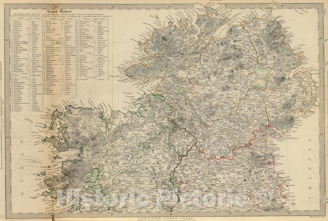 Historic Map : 1838 Ireland, north sheet. - Vintage Wall Art