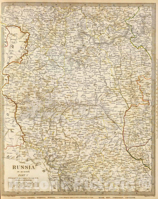 Historic Map : 1835 Russia in Europe Part V. - Vintage Wall Art