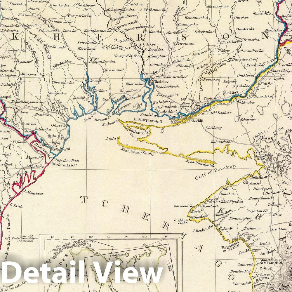 Historic Map : 1835 Russia in Europe Part VIII with index map. - Vintage Wall Art