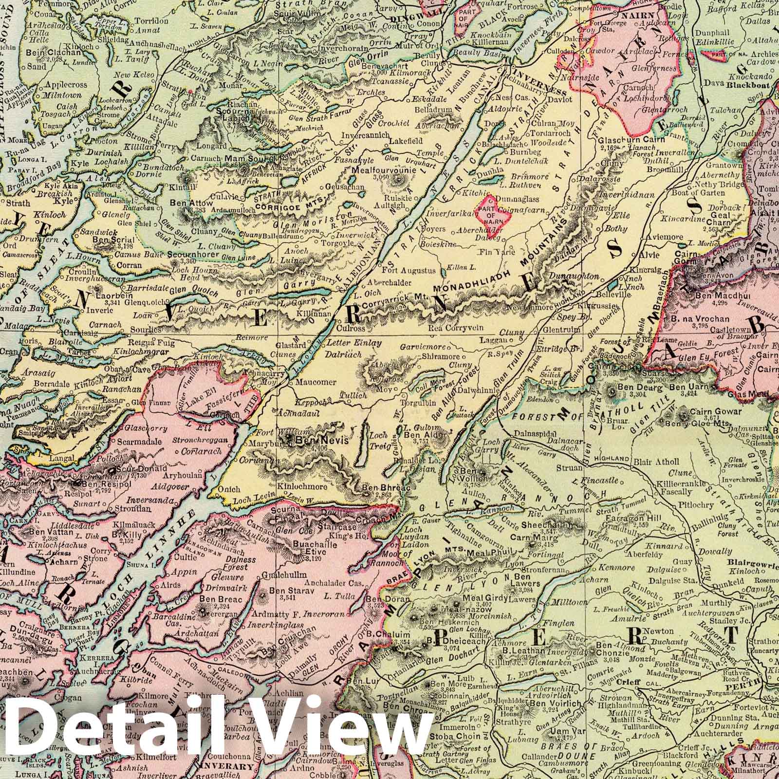 Scotland, 1897 - Historical Map Print from Rand McNally Atlas
