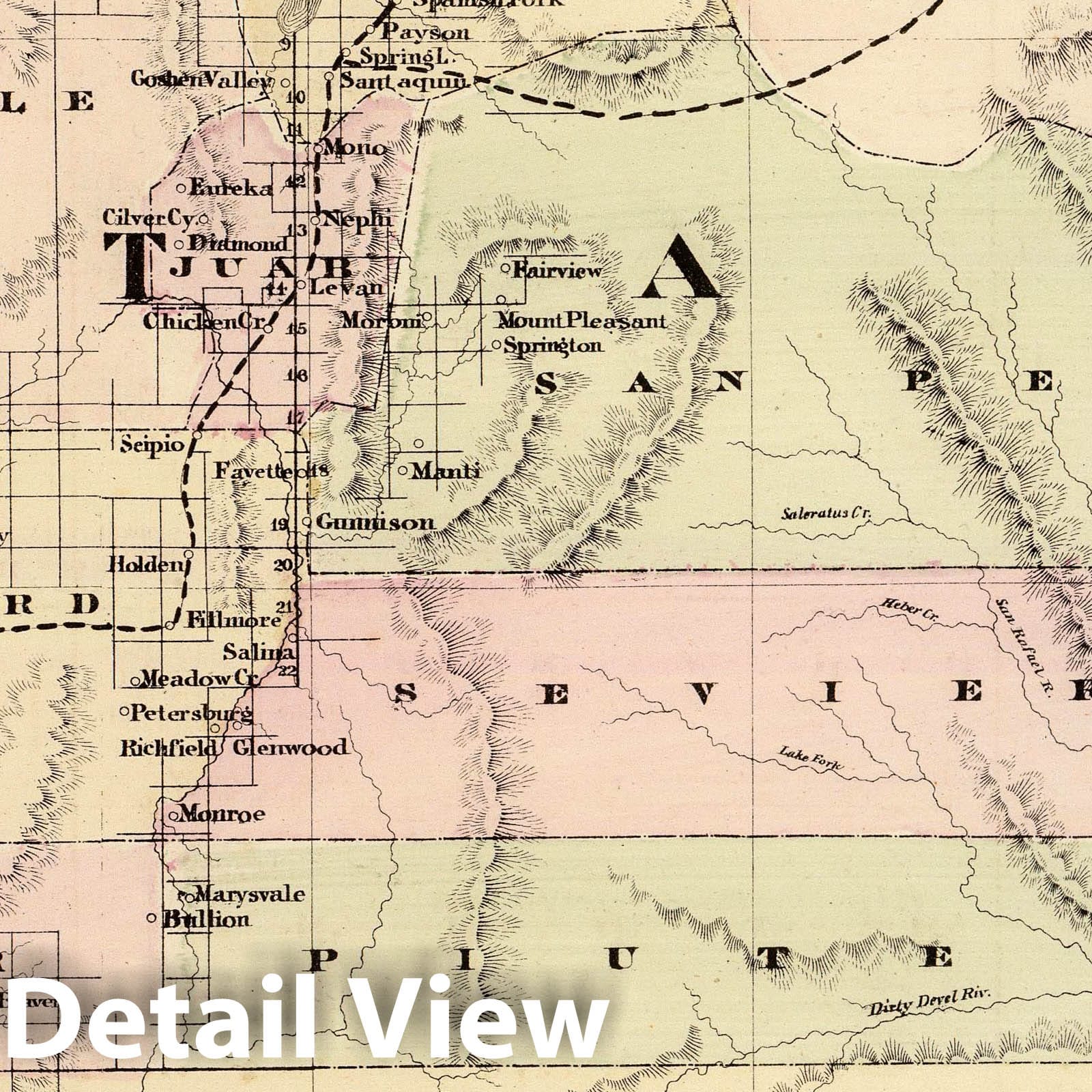 Utah - Railroad Map, 1875 - Cram's Commercial Atlas Print