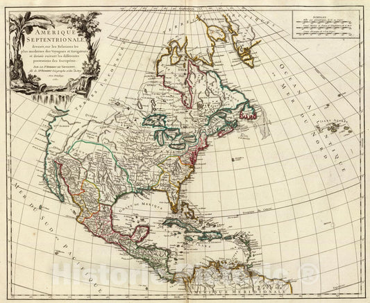 Historic Map : 1750 Amerique Septentrionale. - Vintage Wall Art