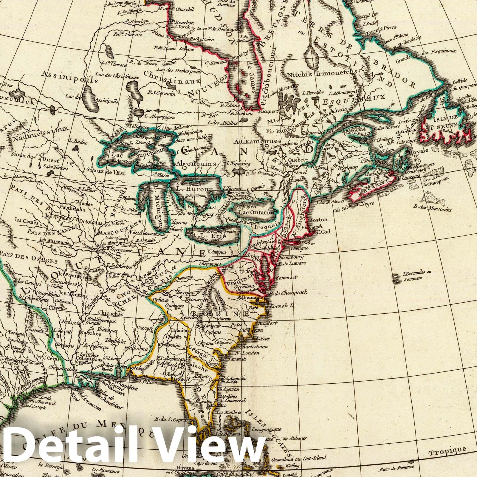 North America - Postal Map, 1750 - Historical Map Print