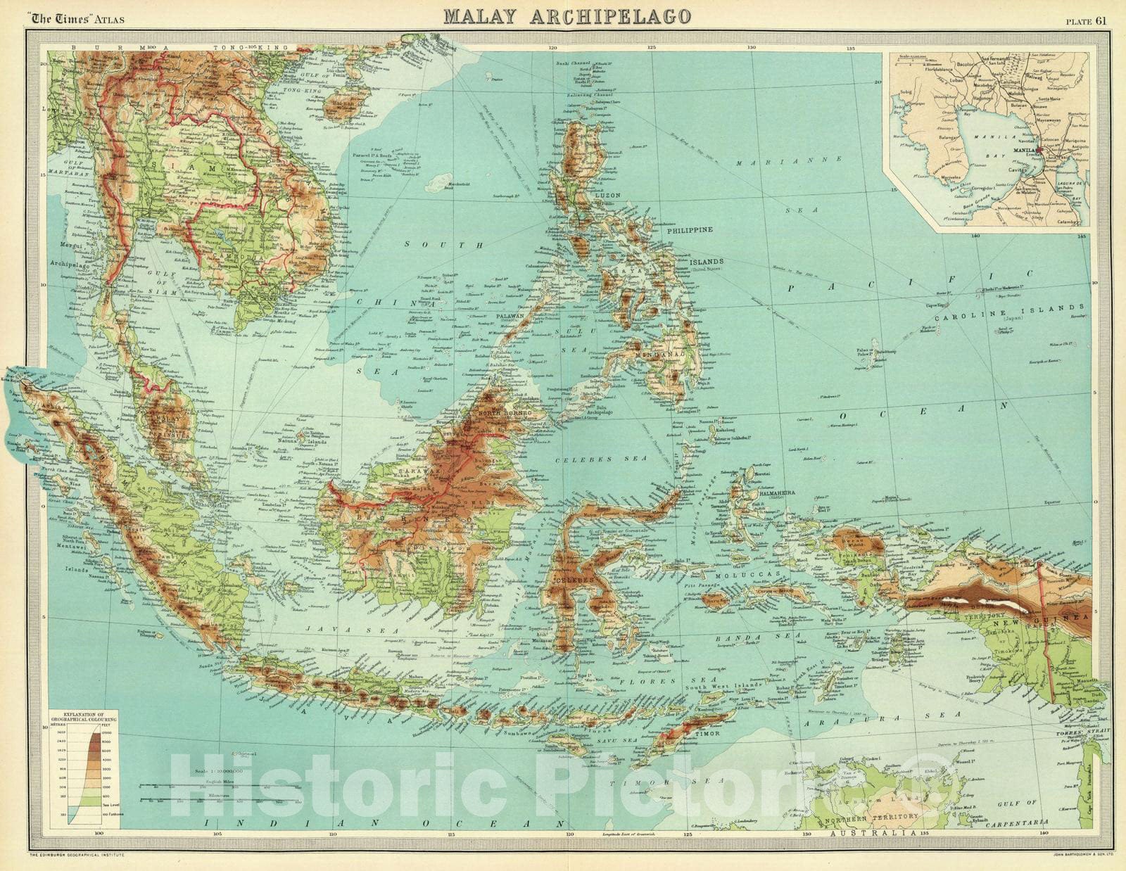 Historic Map : 1922 Malay Archipelago. - Vintage Wall Art