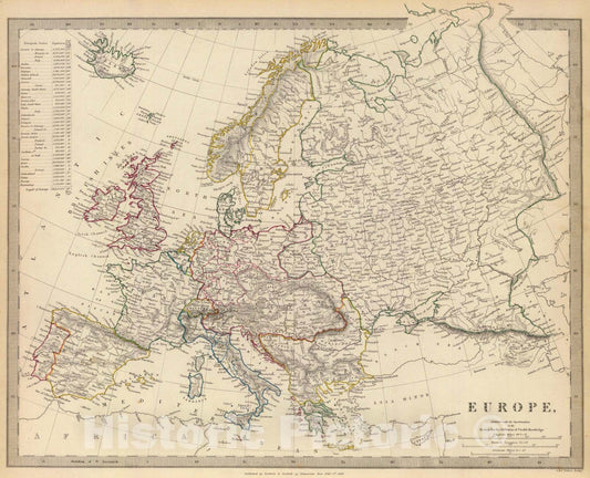 Historic Map : 1836 Europe. v2 - Vintage Wall Art