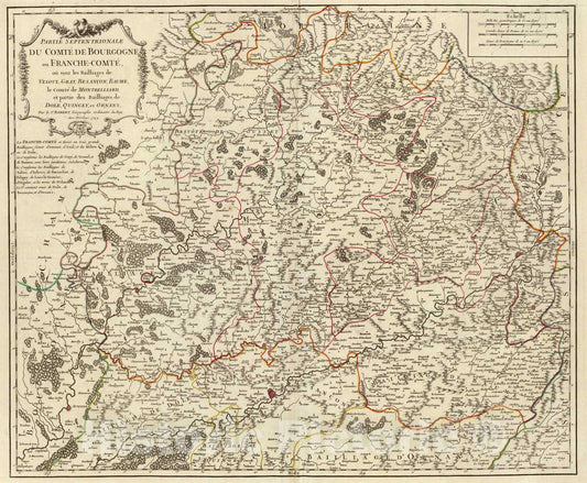 Historic Map : France, 1749 Comte de Bourgogne nord. , Vintage Wall Art