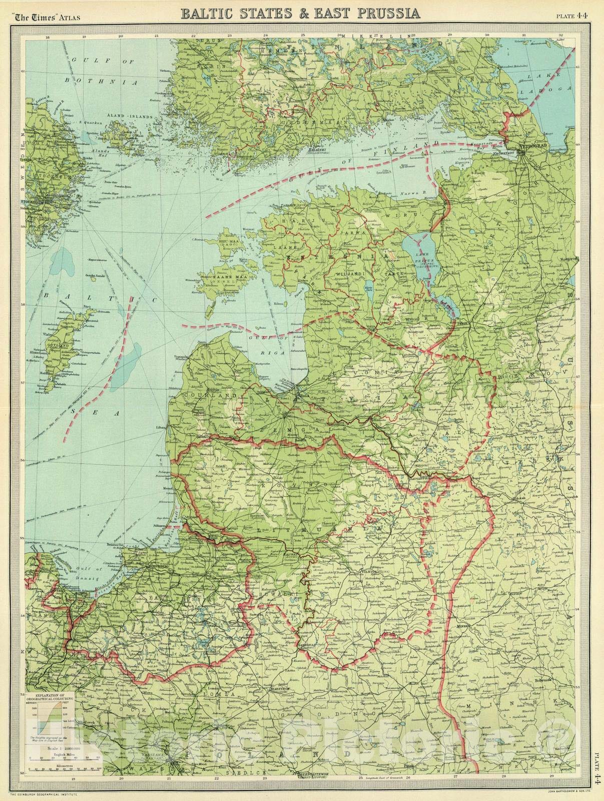 Historic Map : 1922 Baltic States & East Prussia. - Vintage Wall Art
