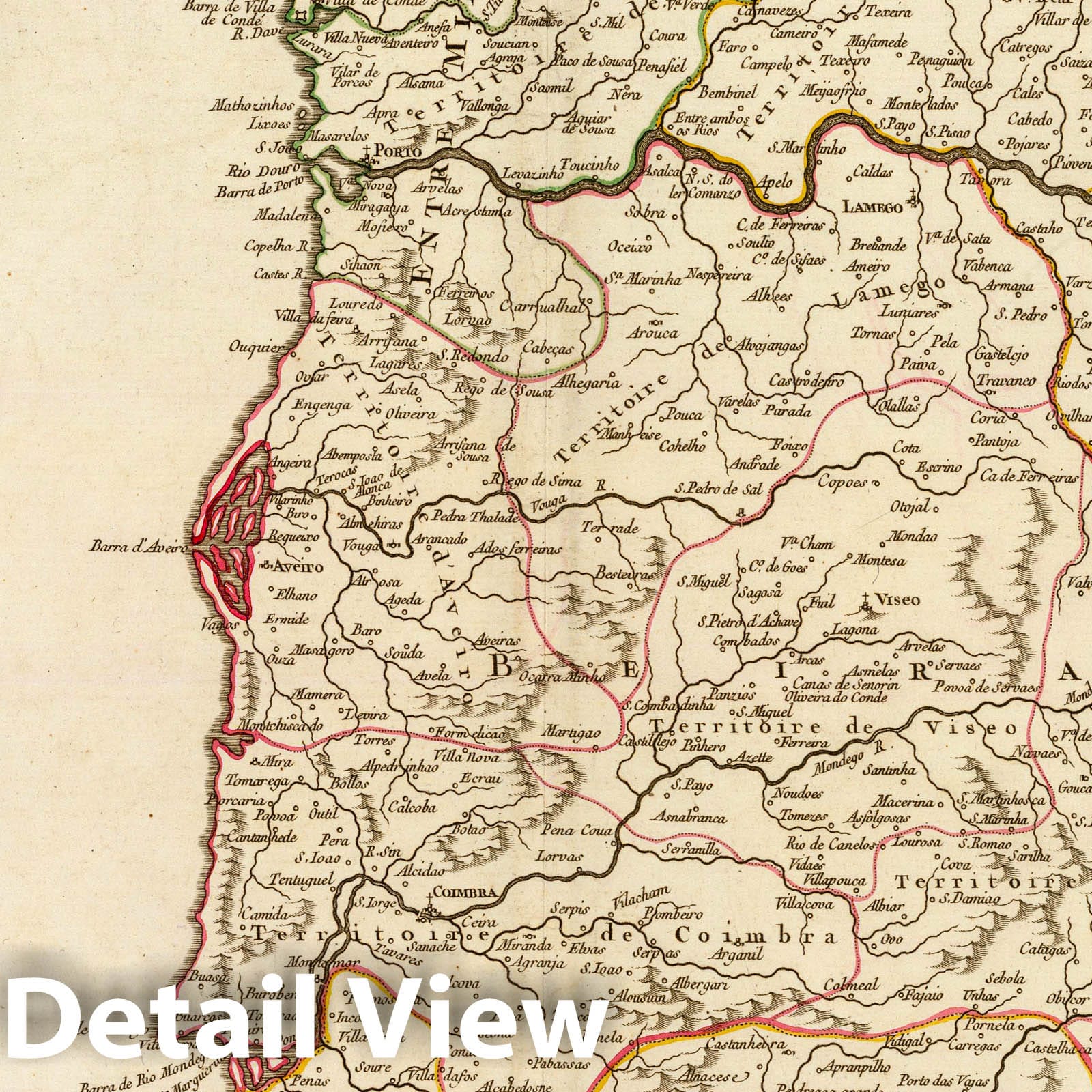 Northern Portugal - Postal Map, 1751 - Historical Map Print