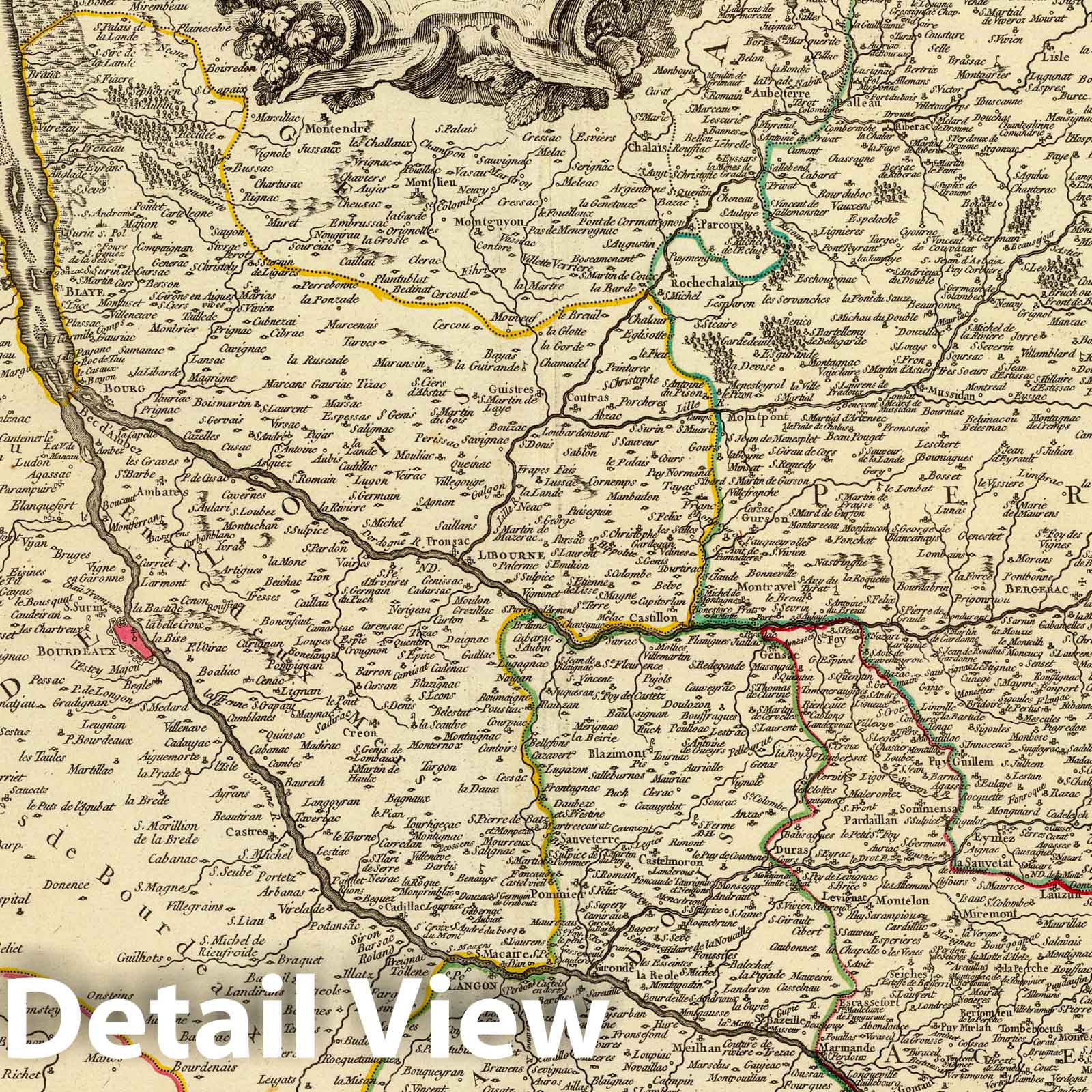 Northern Guienne, France - Postal Map, 1752 - Historical Map Reproduction