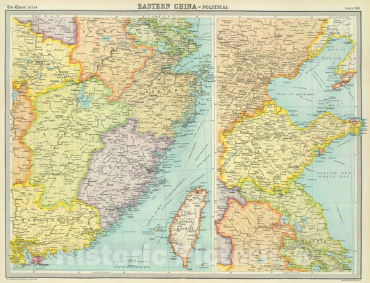 Historic Map : 1922 Eastern China - political. - Vintage Wall Art