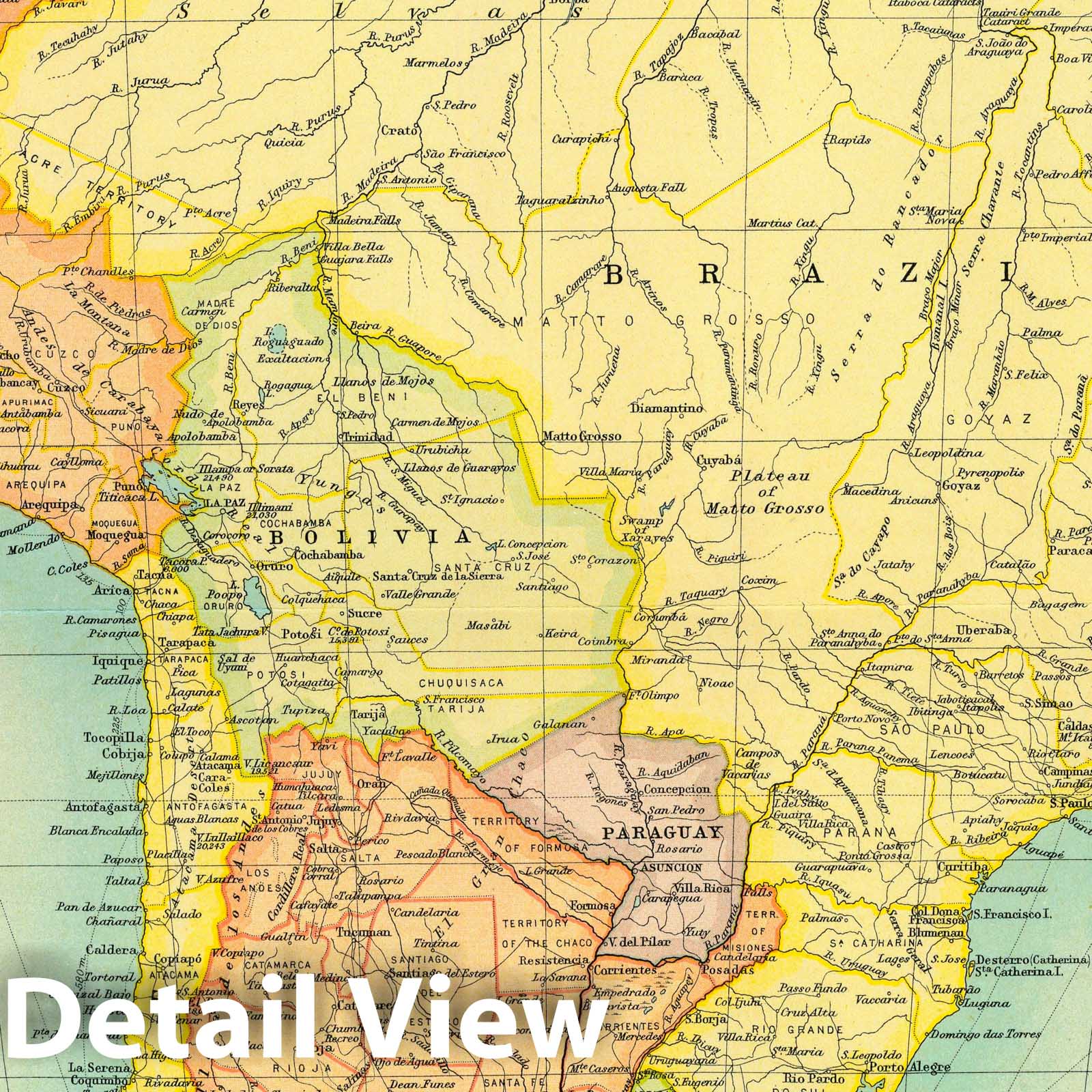 South America - Political, 1922 - Times Atlas Historical Map Print