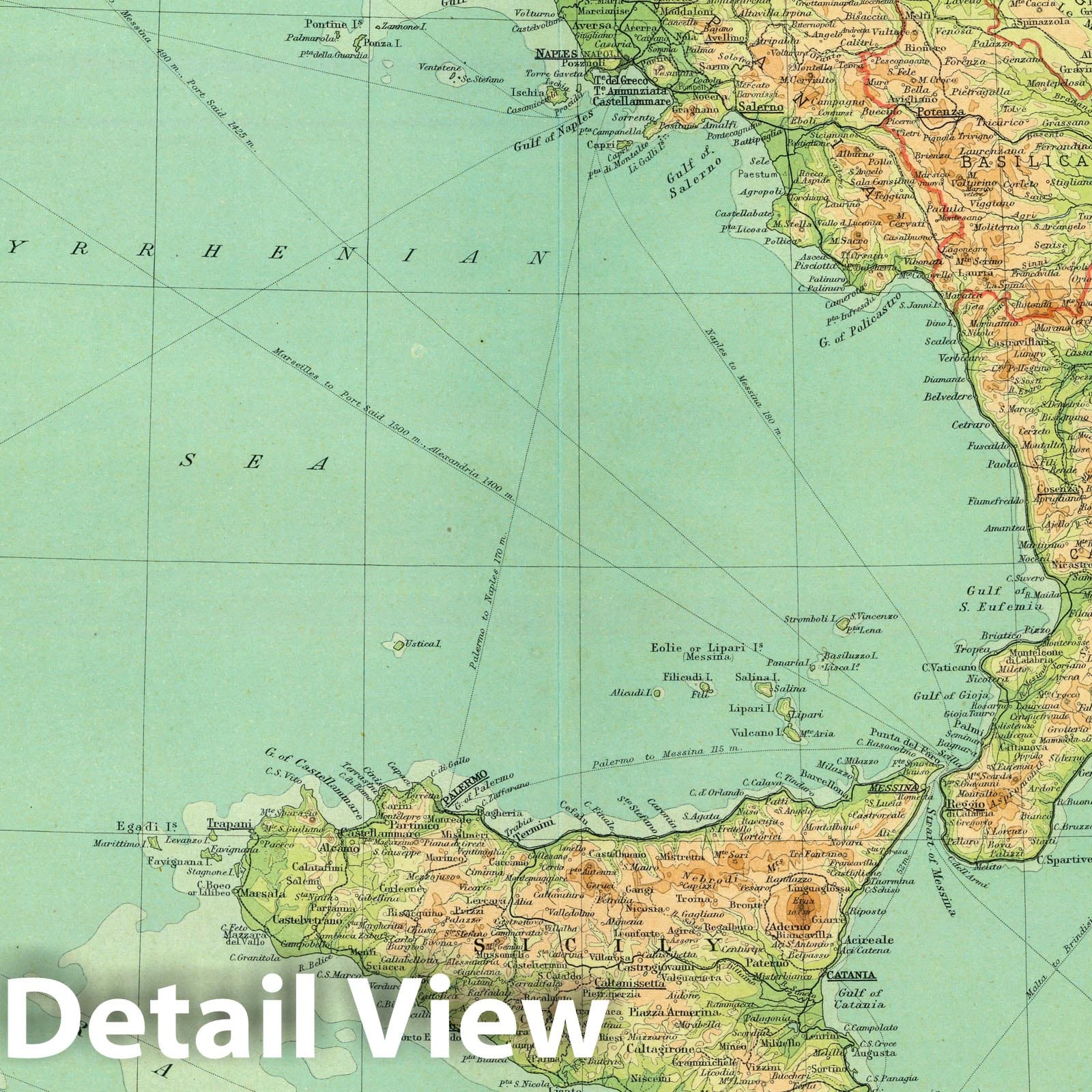 Southern Italy with Rome and Naples - Survey Map, 1922