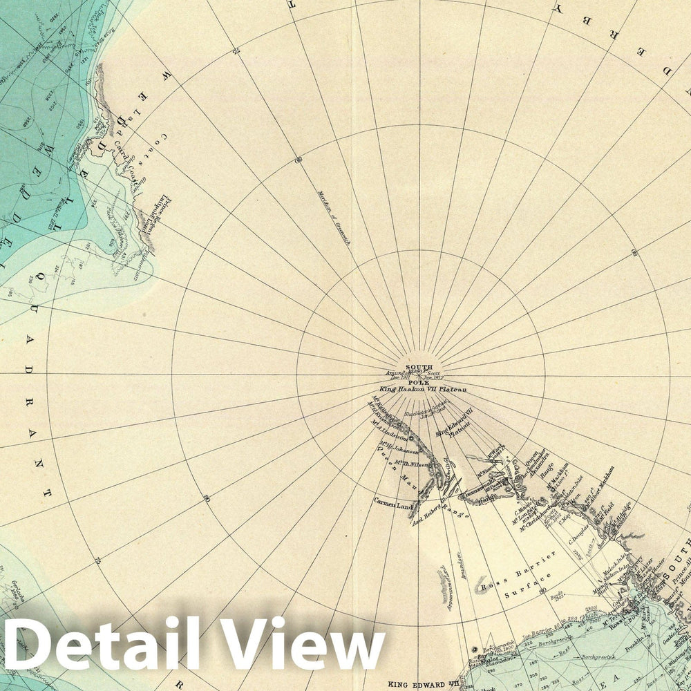 Historic Map : 1922 South Polar regions. - Vintage Wall Art