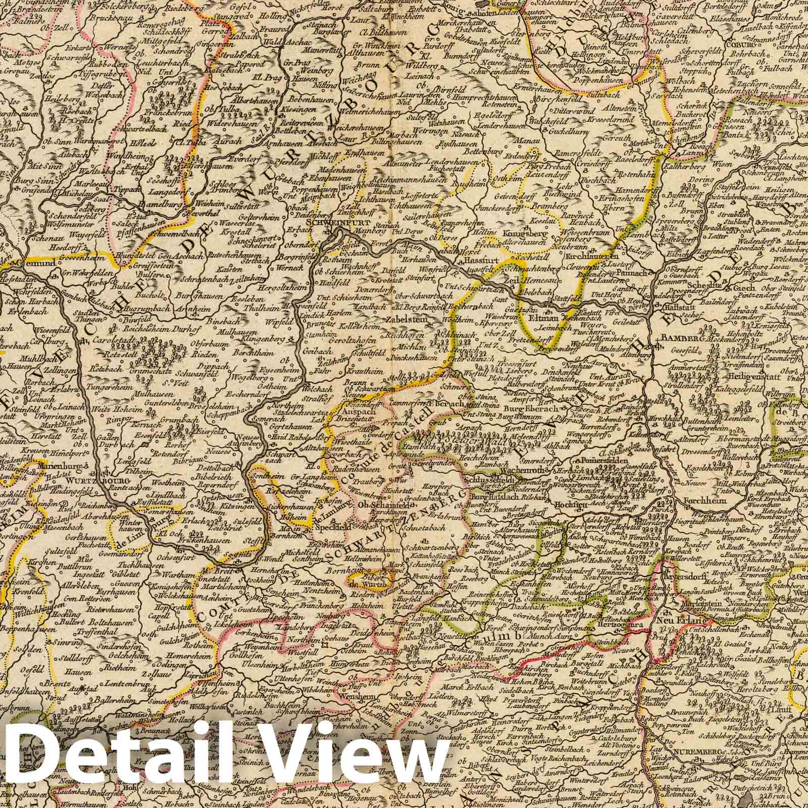 Franconia, Germany - Postal Map, 1752 - Historical Map Print