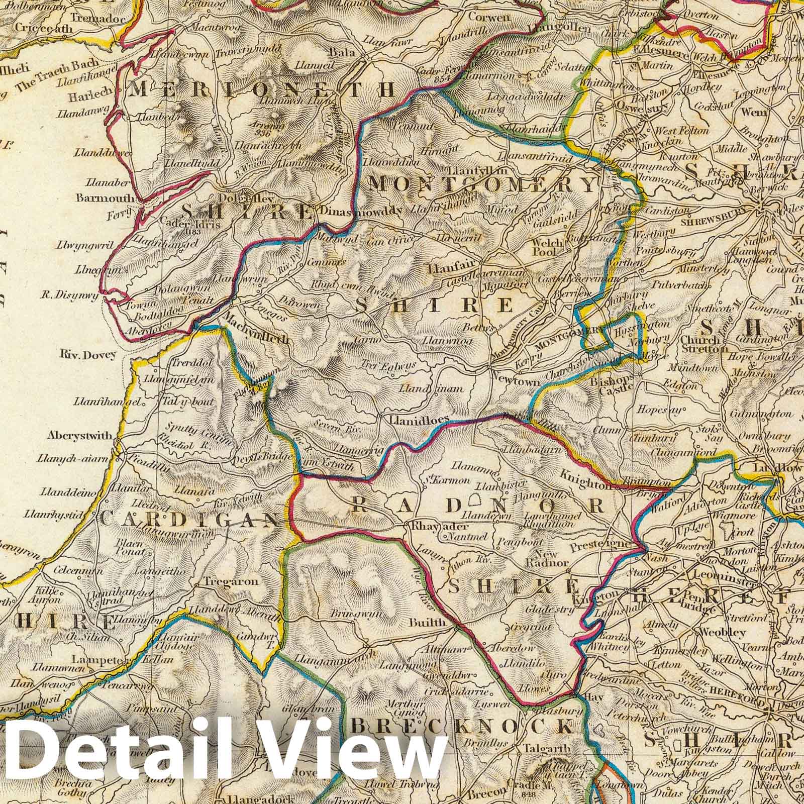 Wales and Central England - Railroad Map, 1831 - Historical Map Print