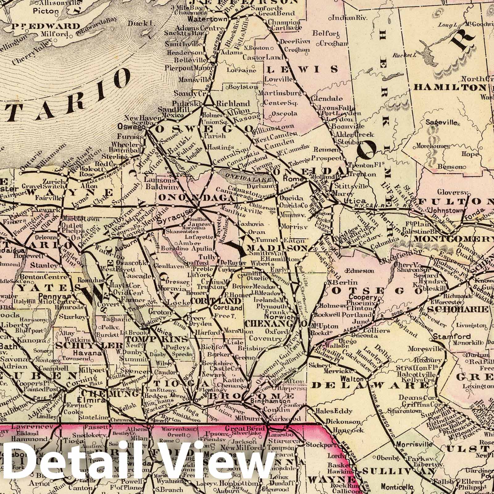 New York - Railroad Map, 1875 - Cram's New Commercial Atlas