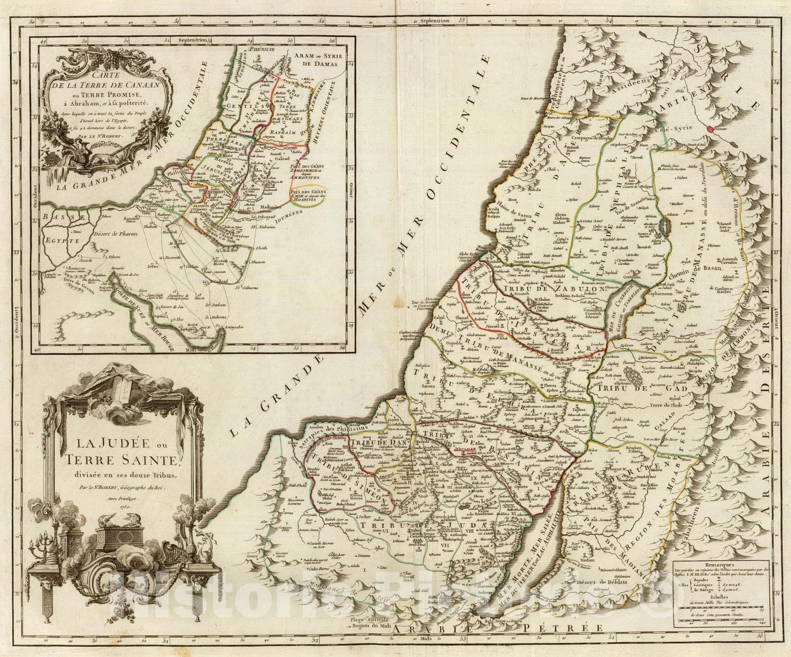 Judea and Canaan - Postal Map, 1750 - Historical Map Print