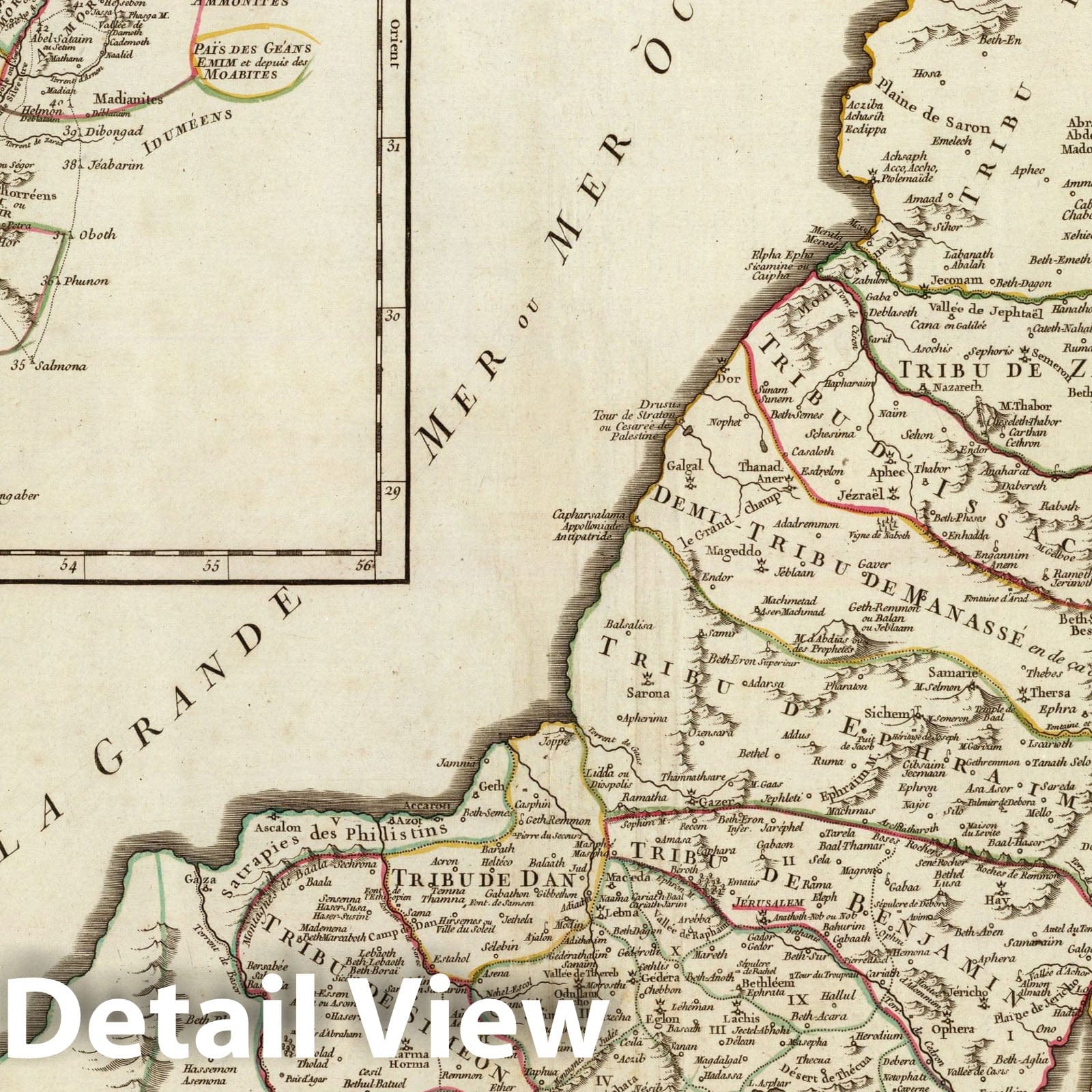 Judea and Canaan - Postal Map, 1750 - Historical Map Print