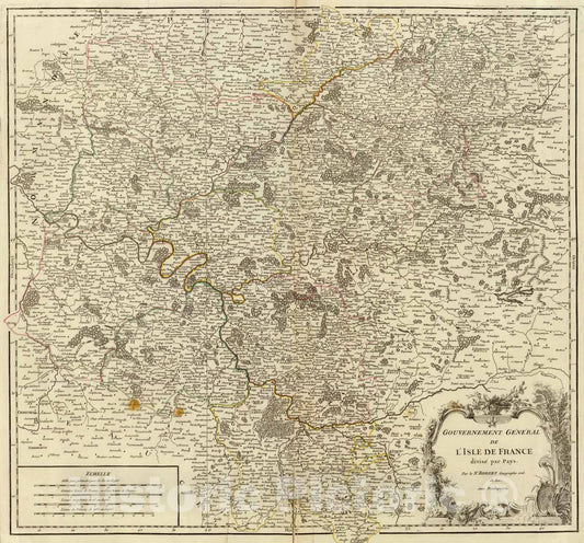 Historic Map : France, 1754 Isle de France. , Vintage Wall Art