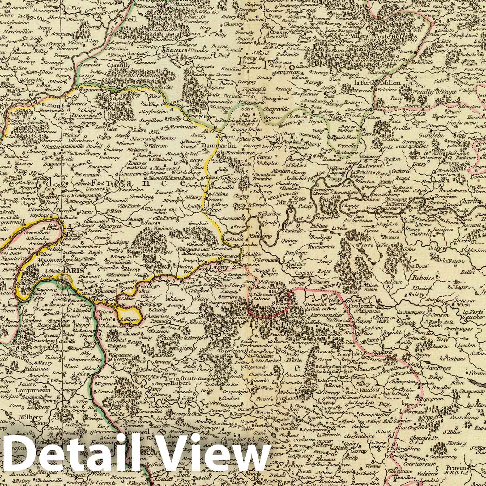 Ile de France - Postal Map, 1754 - Historical Map Reproduction