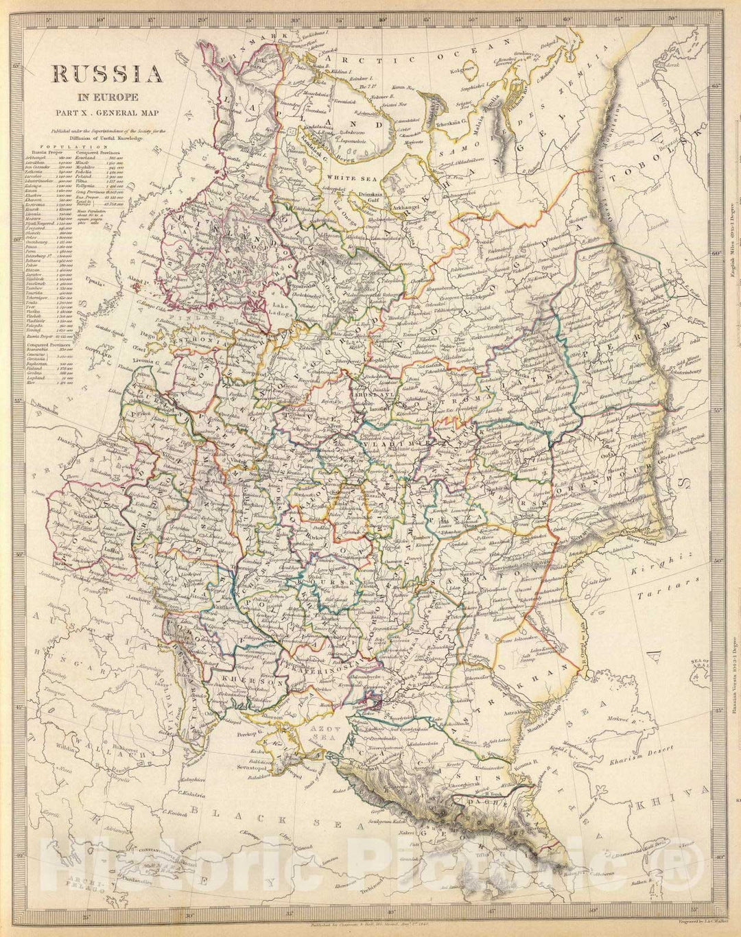 Historic Map : 1840 Russia in Europe general map. - Vintage Wall Art
