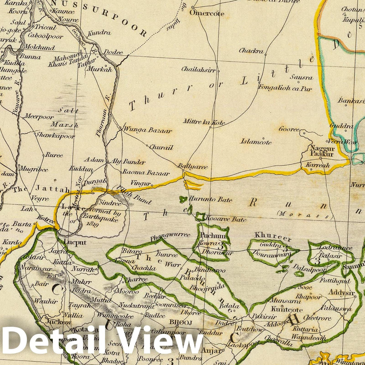 Gujarat, Sind, and Vicinity, India - Geologic Map, 1833 - Historical Map Print