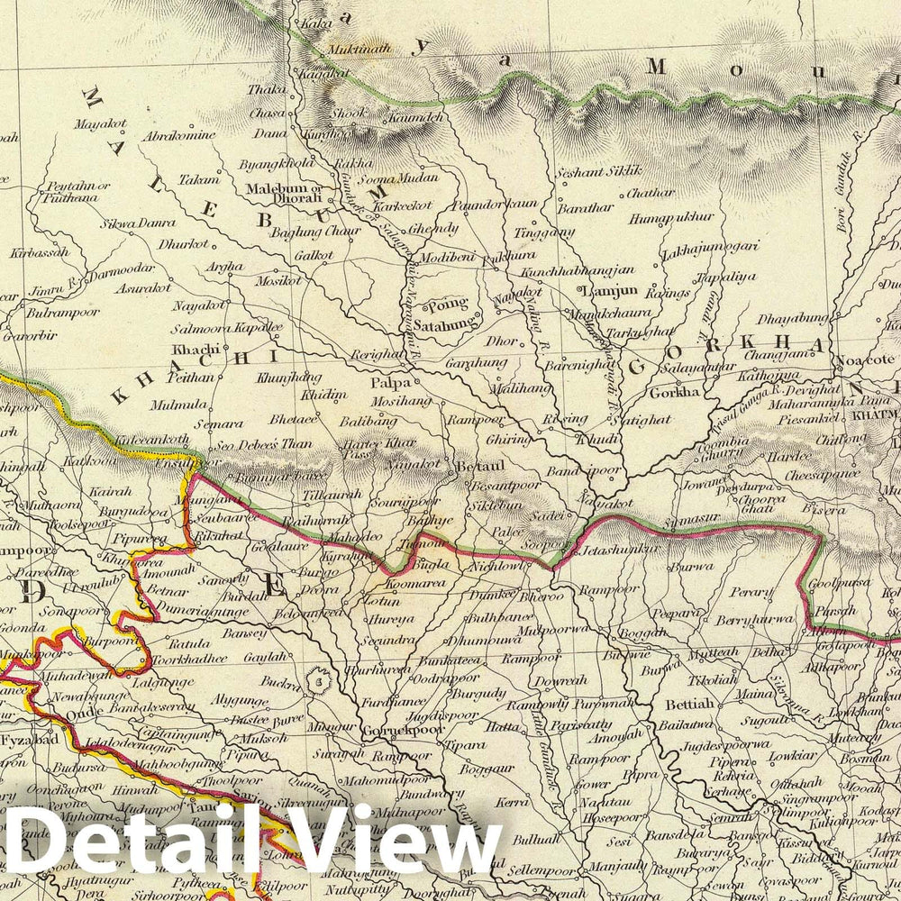 Historic Map : India; Nepal, 1834 India X. , Vintage Wall Art