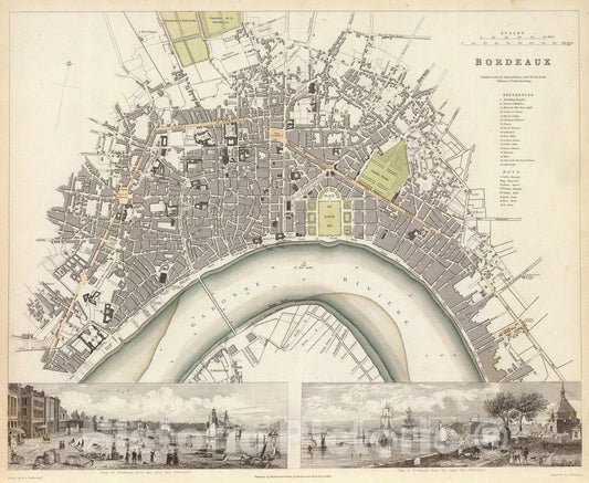 Historic Map : France , Bordeaux France, 1832 Bordeaux. , Vintage Wall Art