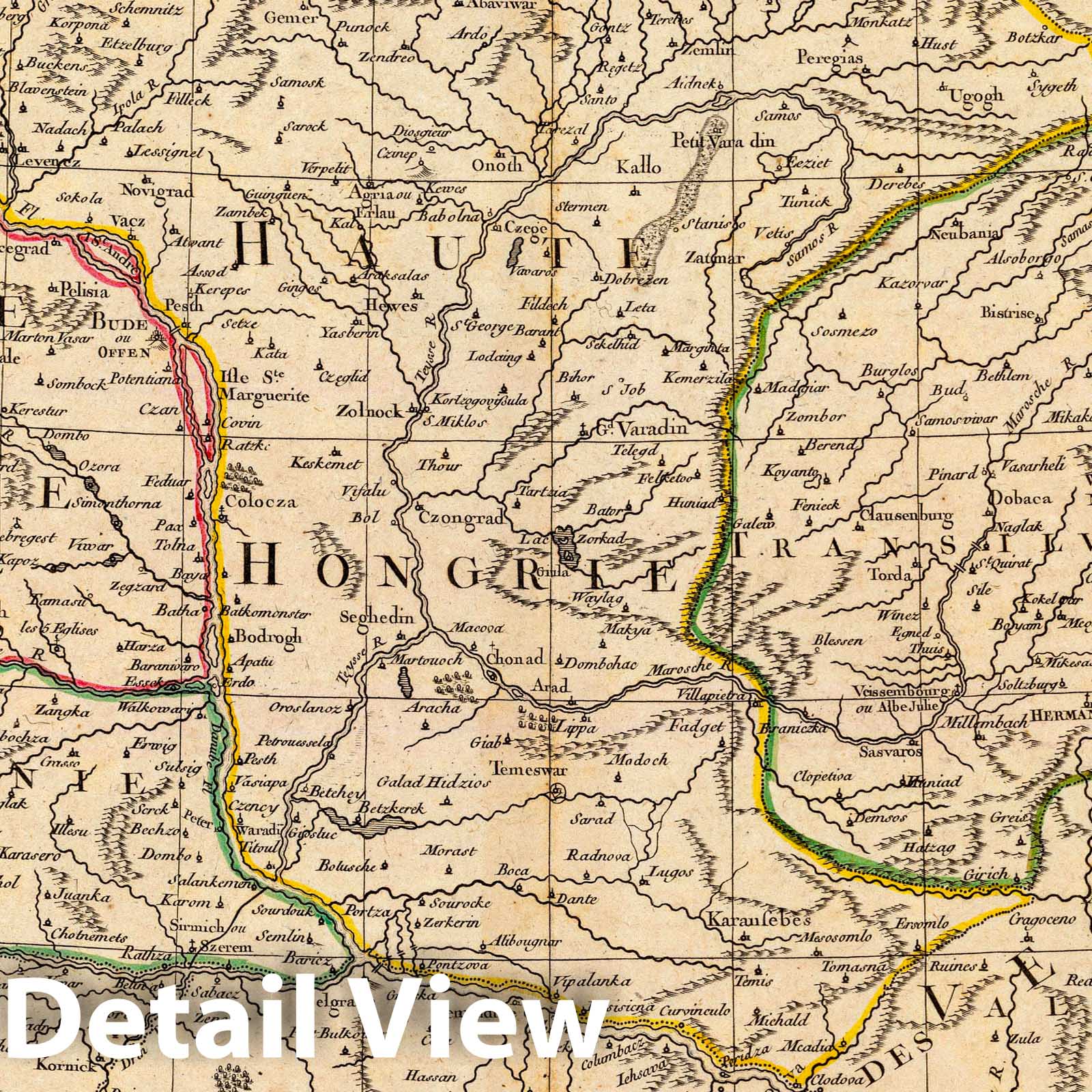 Hungary, Transylvania, Slavonia, and Croatia - Boundary Map, 1780