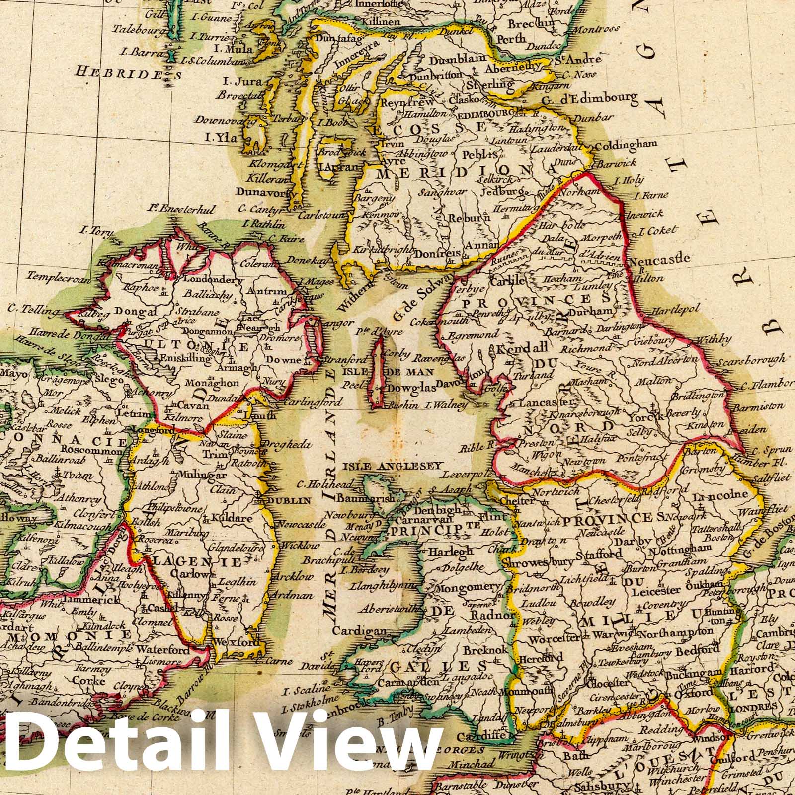 British Isles: England, Scotland, and Ireland - Boundary Map, 1780