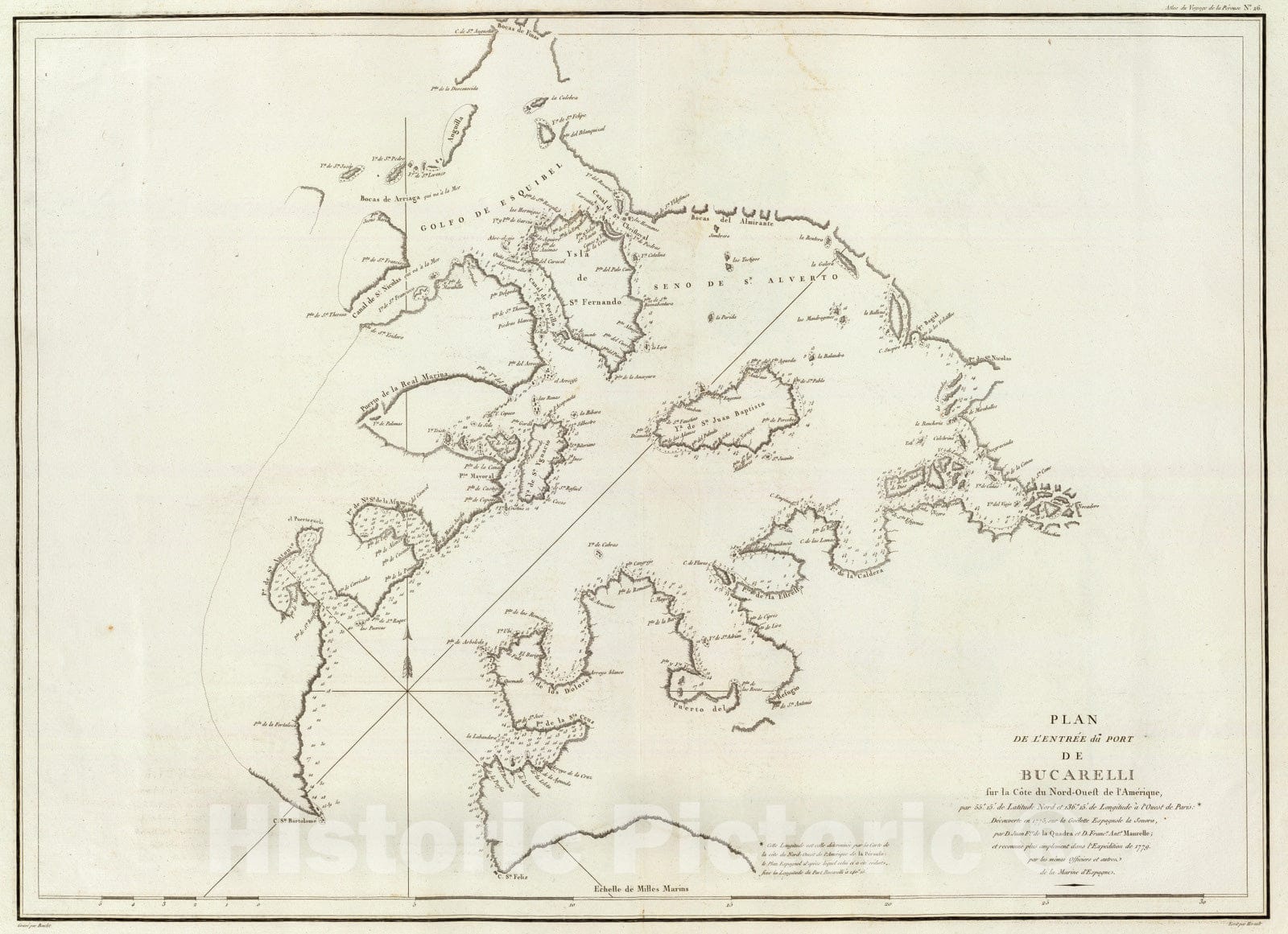 Historic Map : Alaska, Bucareli Bay (Alaska) 1797 Port de Bucarelli. , Vintage Wall Art