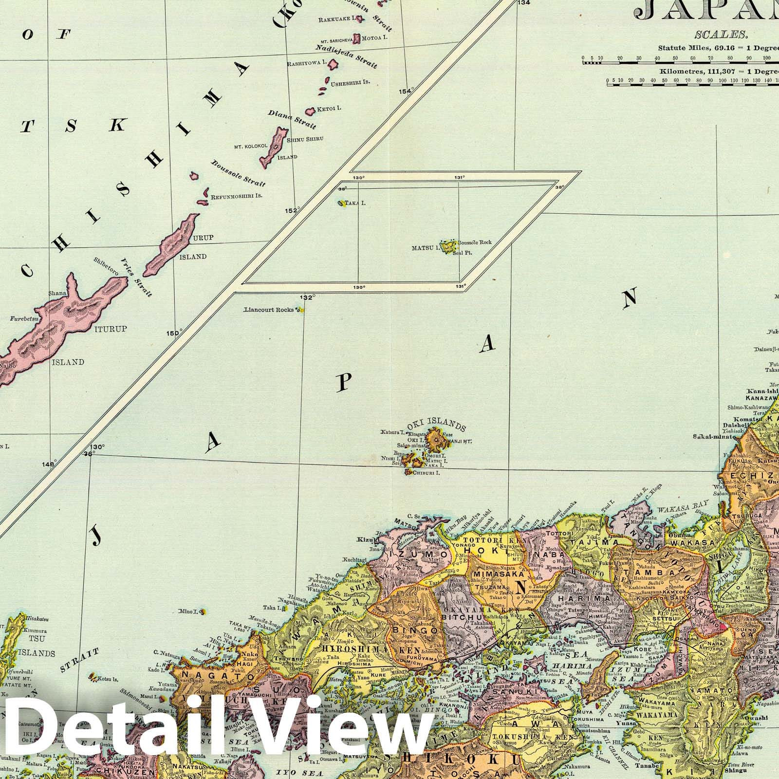 Japan, 1897 - Historical Map Print from Rand McNally Atlas