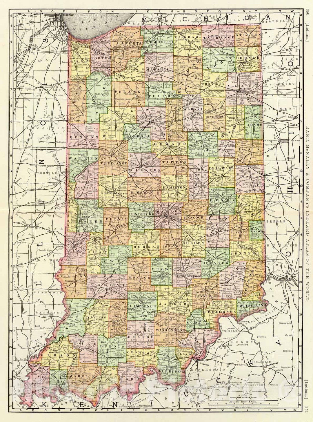 Historic Map : 1897 Indiana. - Vintage Wall Art